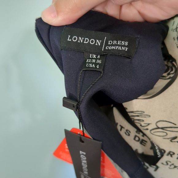 London Dress Company Dress Womens Size 4 Lace Chiffon Overlay navy new with tag - Picture 5 of 6